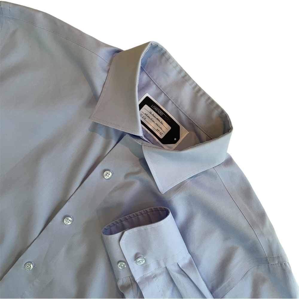 Men's Light Blue Dress Shirt Lorenzo Uomo Button Down Spread Collar 17.5/34-35